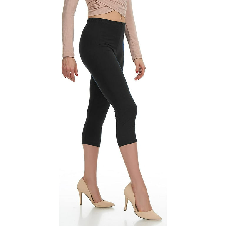 LMB Capri Leggings for Women Buttery Soft Polyester Fabric, Black 3-pack,  XS - L 