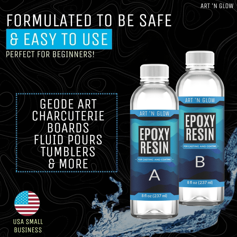 Art ‘N Glow Epoxy Resin for Clear Casting and Coating - 16 Ounce Kit - Perfect for Molds, Crafts, Tumblers, Jewelry, Wood - Food Safe,Bubble Free