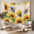 thumbnail image 2 of Sunflower Bee Tapestry for Bedroom Wall Hanging Tapestry, Yellow Botanical Vintage Rose Floral Spring Ceiling Backdrop Tapestries Poster Blanket Wall Decor for Teens Room Living Room Dorm 59" x 90", 2 of 8