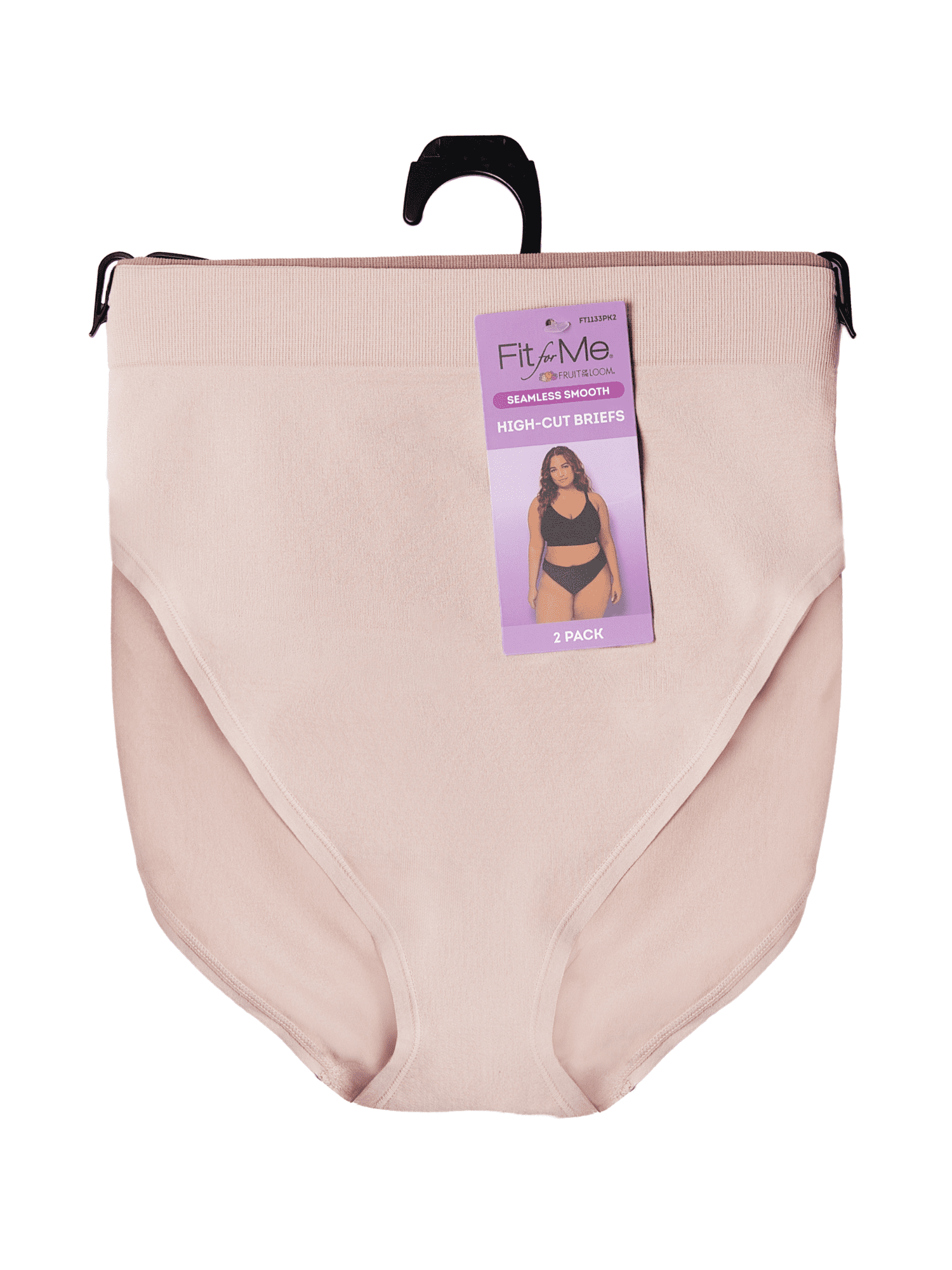Fit for Me by Fruit of the Loom Women's Plus Size Seamless High Cut Brief, 2-Pack, Sizes 1X-4X