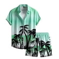 thumbnail image 2 of Awdenio Men's 2 Piece Hawaiian Outfits Tropical Shirt Short Sleeve Button Down Shirt and Drawstring Waist Shorts Beach Set, 2 of 3