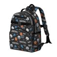 thumbnail image 2 of Basketball and Cap Black Pattern Cute School Backpack Bag for School with Padded Back and Adjustable Shoulder Straps 15.25"x11.5"x5.25", 2 of 5