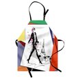 thumbnail image 1 of Eiffel Tower Apron A Girl Walking in the Streets of Paris Sketch Style Romantic Eiffel Tower Image, Unisex Kitchen Bib Apron with Adjustable Neck for Cooking Baking Gardening, Orange, by Ambesonne, 1 of 3