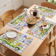 thumbnail image 5 of Easter Truck Placemats Set of 12 Spring Floral Eggs Butterflies Leaves Gray Plaid Place Mats Indoor Wipeable Table Mats Washable Dining Table Placemats for Kitchen Holiday Party Home Decor 13x19 Inch, 5 of 9