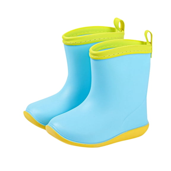Xfvqtps Kids Child Rain Boots Solid Color Colorful Waterproof Non Slip Light up Rubber Sole Garden Shoes Outdoor EVA Rain Shoes for 2-9 Years Blue