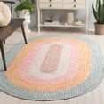 thumbnail image 2 of SAFAVIEH Braided Kent Geometric Machine Washable Reversible Area Rug, Aqua/Pink, 8' x 10' Oval, 2 of 12
