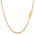 thumbnail image 1 of 14k Yellow Solid Gold Mirror Box Chain Necklace, 1.4mm, 16", 1 of 3