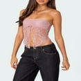 thumbnail image 3 of Women Lace Tube Tops Summer Strapless Cropped Bandeau Backless Shirts, 3 of 9