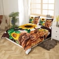 thumbnail image 4 of Highland Cattle Queen Duvet Cover Brown Cow Print Bedding Cowhide Sunflower Bed Sets Western Farmhouse Theme Comforter Cover Cow Fur Print Bull Wildlife Quilt Cover Bedroom Decor, 4 of 6