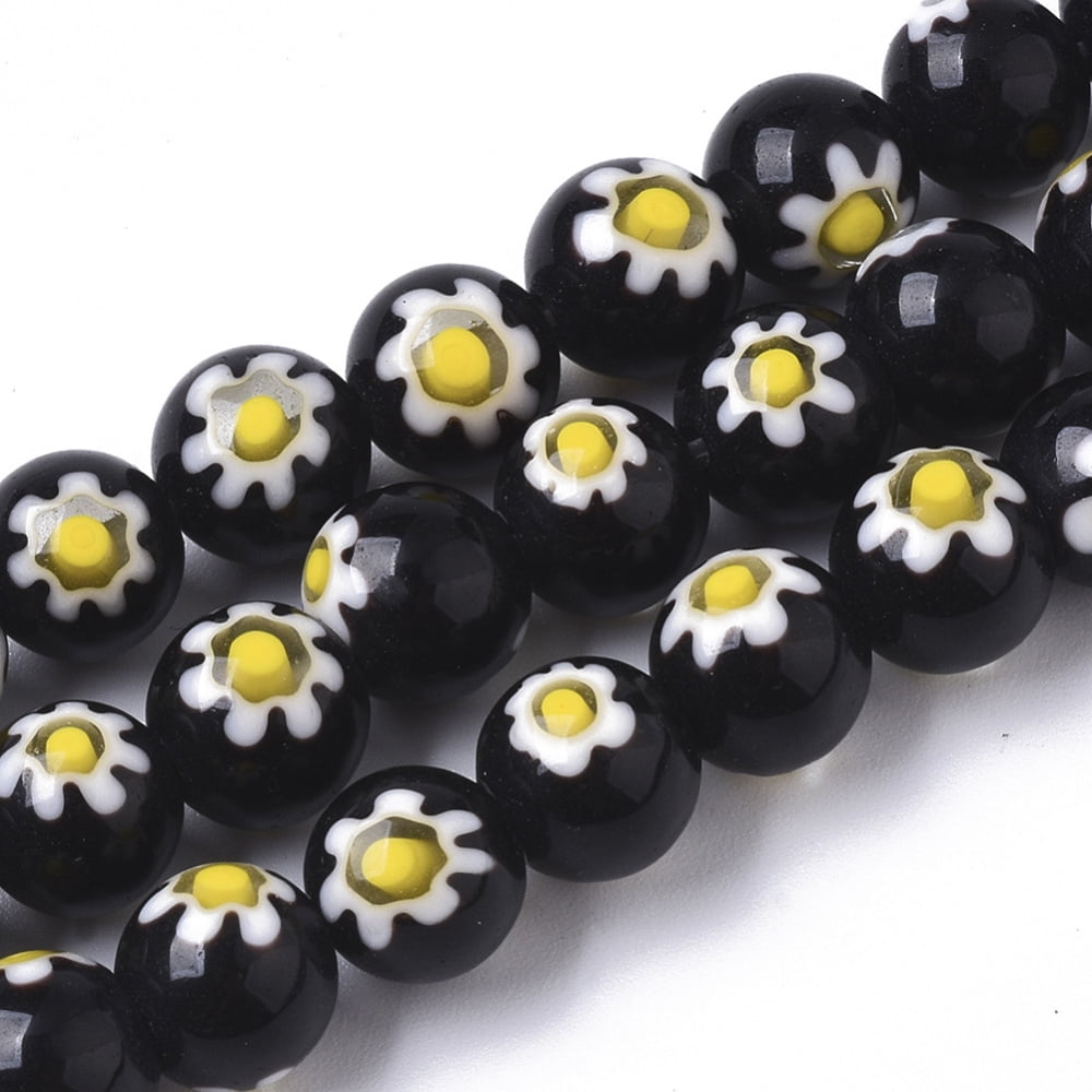 Handmade Millefiori Lampwork Beads Strands Round Mixed Color 8mm Hole: 1.2mm about 48pcs/strand 14.17 inch(36cm)