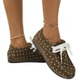 thumbnail image 3 of EKVAHL Women's Lace Up Casual Shoes, Orthopedic Tennis Sneakers Walking Shoes, Washed Suede Polka Dot Arch Support Wide Fit Daily Shopping Weekend Outdoor Shoes Brown, 3 of 5