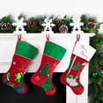 thumbnail image 2 of Northlight 20" Red Velveteen Sequined Christmas Tree Stocking with Green Cuff, 2 of 5