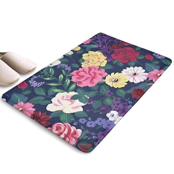 Pioneer Flower Floral Print Flannel Non Slip Door Rugs,Washable Door Mats Indoor,Decorative Door Mats,Dirt-Resistant and Absorbent Doormat for Entrance,Bedroom,Kitchen,Bathroom,23.5"x16"