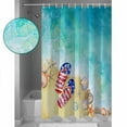 thumbnail image 3 of Small Stall Shower Curtain 36x72 Inch Narrow Half Size Teal Coastal Slippers Bath Curtains Bathroom Decor Summer Beach Shell Seaside Waterproof Fabric Shower Curtain Set with Hooks 36 Inch, 3 of 6