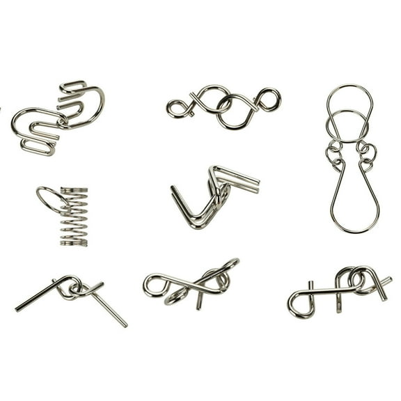 NATEFEMIN 8 Pack Metal Wire Puzzle IQ Brain Teasers Classic Interlocking Game Improve Logic Skills Perfect Gift for Teens and Adults