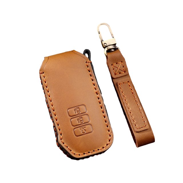 Kenally Funda para llave de coche, reemplazo elegante, portátil, hecha a mano, cubierta para vehículo automotriz, accesorios protectores con Automoción decorativa y accesorios Marrón 3 Clave