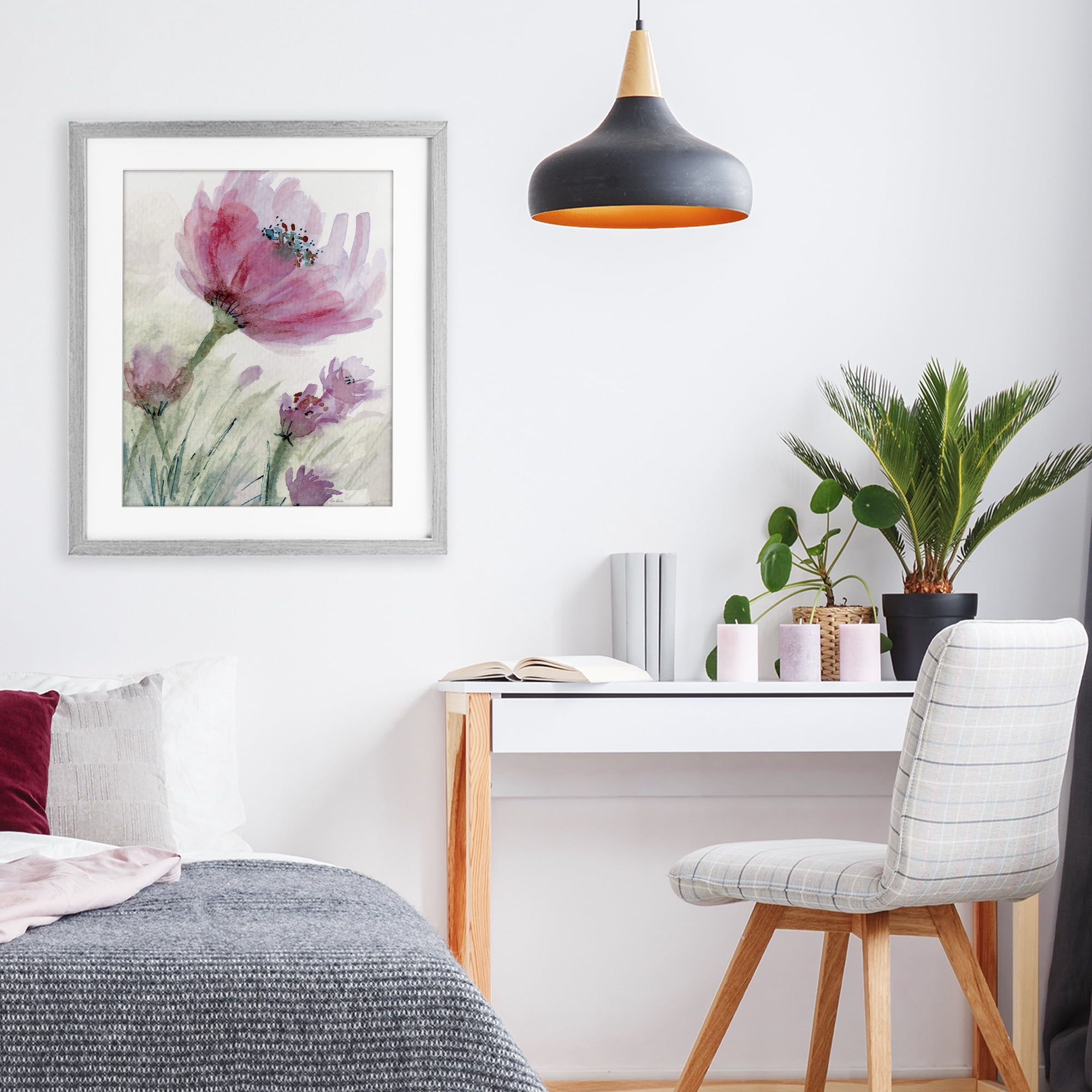 Stupell Industries Pink Flower & Speckled Stamen Gray Framed Print Under Glass, design by Patti Bishop