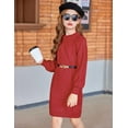 thumbnail image 6 of Oudiya Girls Sweater Dress Puff Long Sleeve Casual Cable Knit Pullover Winter Christmas Dresses for Kids 6-13Y, 6 of 7