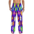 thumbnail image 2 of Colorful Flower Pattern Men's Lightweight Pajama Bottoms Stretch Elastic Waist Side Pockets Spring Fall, 2 of 7