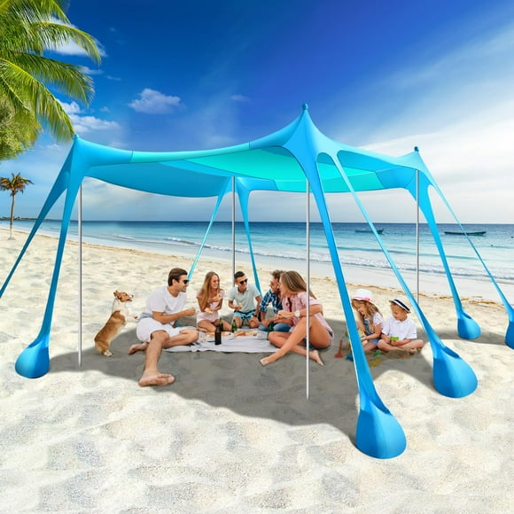 Carpa de playa Rhino Valley, 3 x 3 m, con protección UPF50+, con sacos de arena