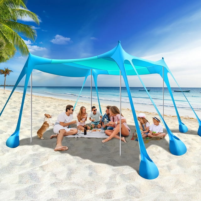 Carpa de playa Rhino Valley, 3 x 3 m, con protección UPF50+, con sacos de arena
