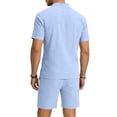 thumbnail image 4 of 2 Piece Summer Beach Outfits for Men, Casual Henley Vneck Shirt and Shorts Set, 4 of 4