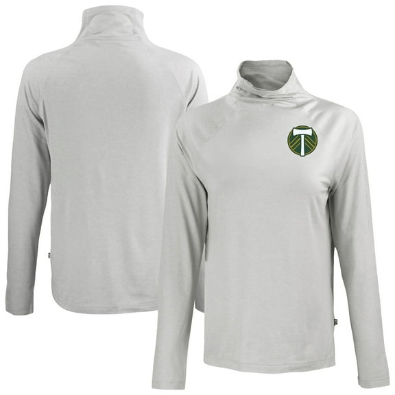 Women's-Cutter & Buck Gray Portland Timbers Coastline Epic Comfort Eco Recycled Funnel-Neck Top