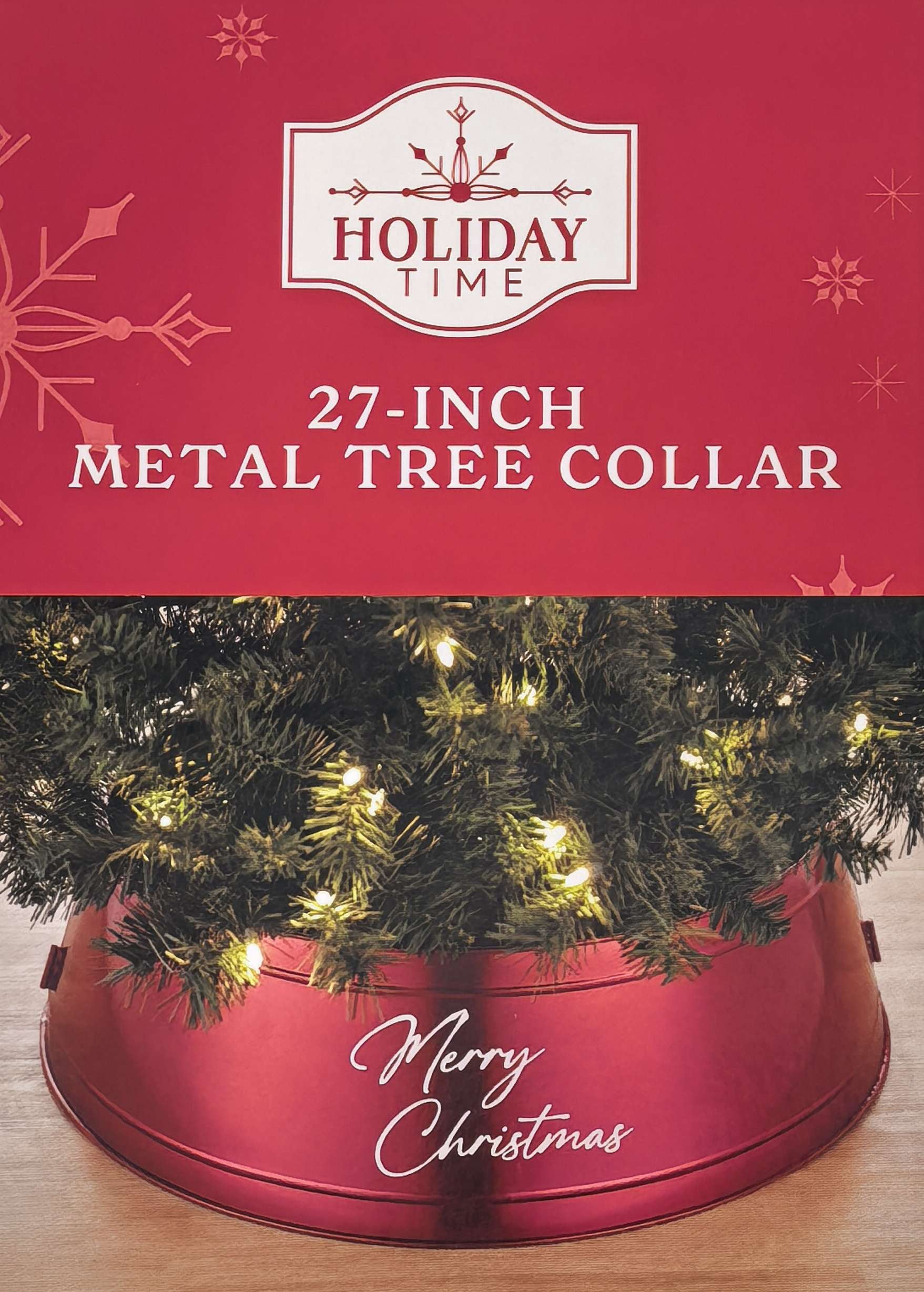 Metal Christmas Tree Collar, Red 27" by Holiday Time