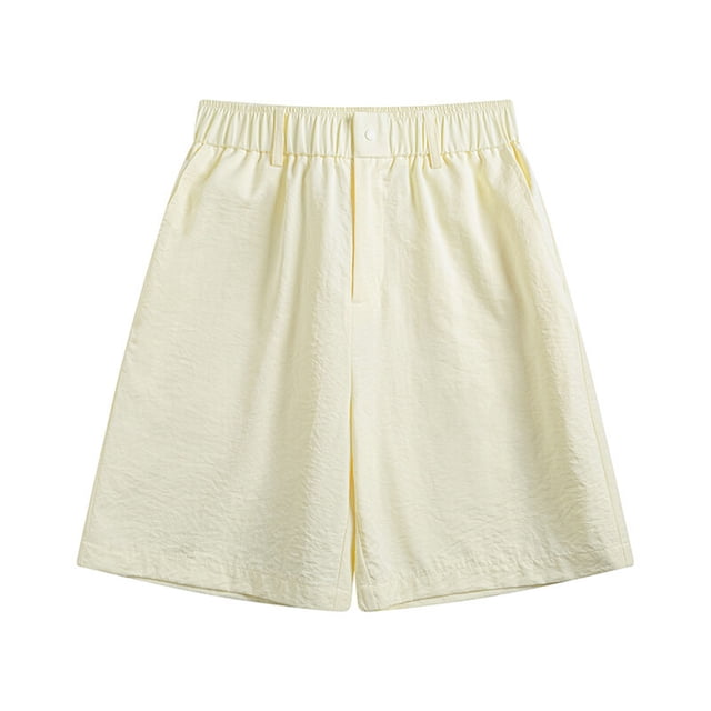 pstuiky Pantalones cortos casuales para hombre, Pantalones cortos de playa holgados para hombre, de color liso, informales, a la moda, con bolsillos, botones y cremallera