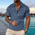 thumbnail image 2 of Bibifish Mens Polo Shirts Short Sleeve Quarter Zip Geometric Line Pattern Casual Shirts Classic Fit Tops, 2 of 4