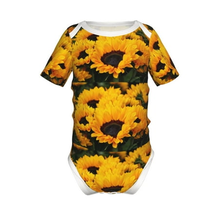 

Coaee Flower Bush Sunflower for Soft Baby Short-Sleeve Bodysuit Baby Climbing Clothes Baby Girls Boys Bodysuit Romper-3 Months