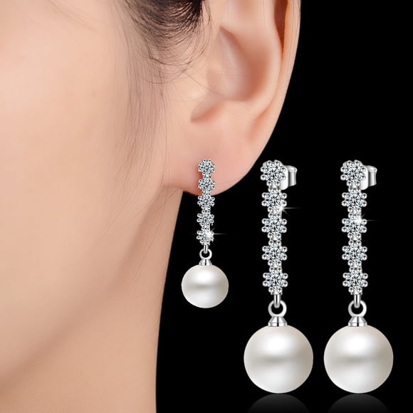 2 Pieces Copper Women Pearl Eardrop Stylish Copper Women Woman Pearl Replacement Dating Travelling Earring Jewellery Ornament Birthday Gift