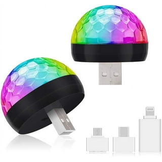 Lunartec Mini Discokugel: 3er-Set Mini-RGB-Disco-Licht, Akustik-Sensor, USB-  & iPhone-Anschluss (Mini Discokugel USB)