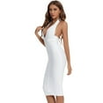 thumbnail image 6 of BEAUKEY Women V Neck Halter HL Bandage Dress Sexy Sheath Open Back Knee Length Bodycon, 6 of 6