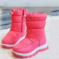 thumbnail image 2 of Tao Tao Kid's Girls Cold Weather Snow Boots Thick Soles Non Slip Upper Mid Calf Boots Side Ski Boots Lightweight Comfy Winter Shoes Red 31, 2 of 4