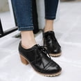 thumbnail image 5 of SACFOF Women's Lace Up Pump Oxfords Brogues Wingtip Round Toe Chunky Platform Block Heel Vintage Dress Shoes, 5 of 6