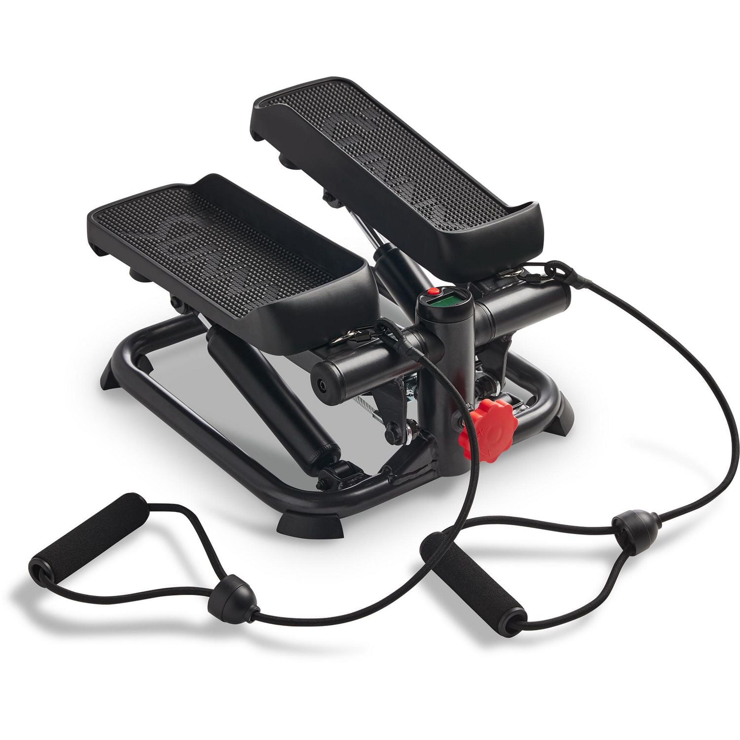 Machine stepper 2-en-1 Sunny Health & Fitness Total Body Smart, Entraînement du corps entier, Hydraulique ajustable, Moniteur LCD, Bandes de résistance, Pédales antidérapantes avec l'application optio