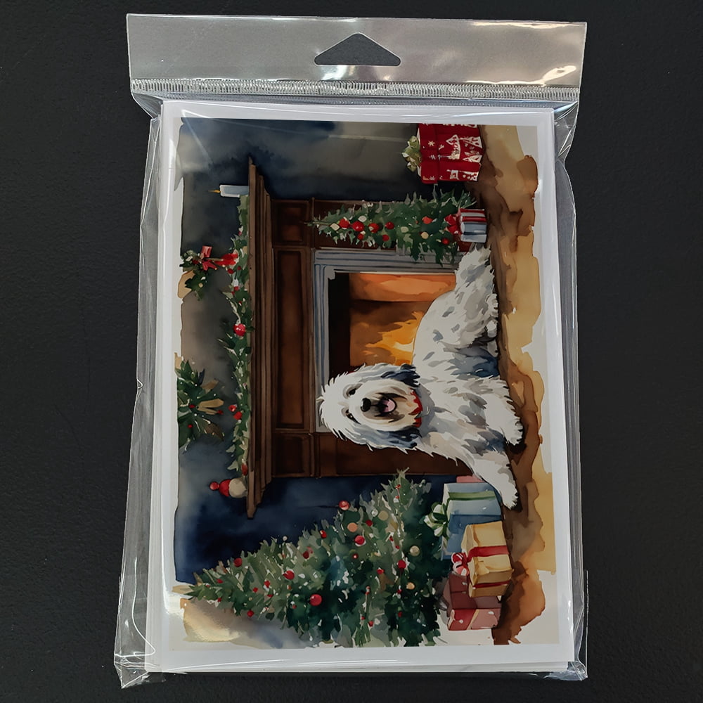 Old English Sheepdog Cozy Christmas Greeting Cards Pack of 8 7 in x 5 in