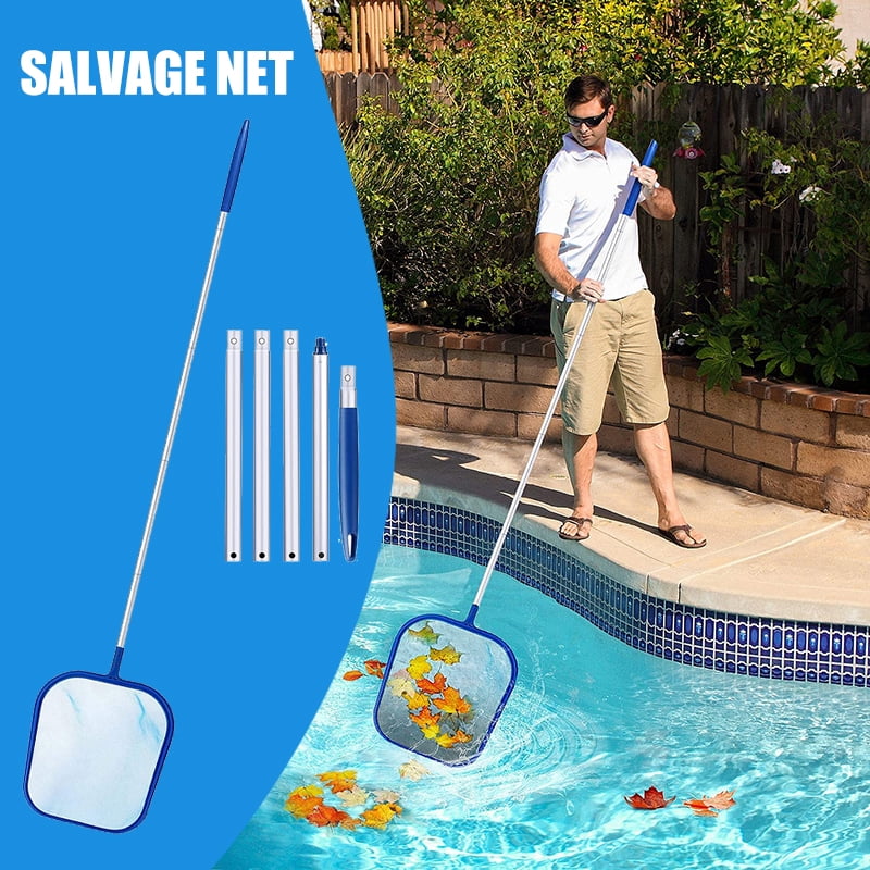 Swimming Pool Skimmer Plastic Mesh Net And Aluminum Pole Leaf Catcher Cleaning 