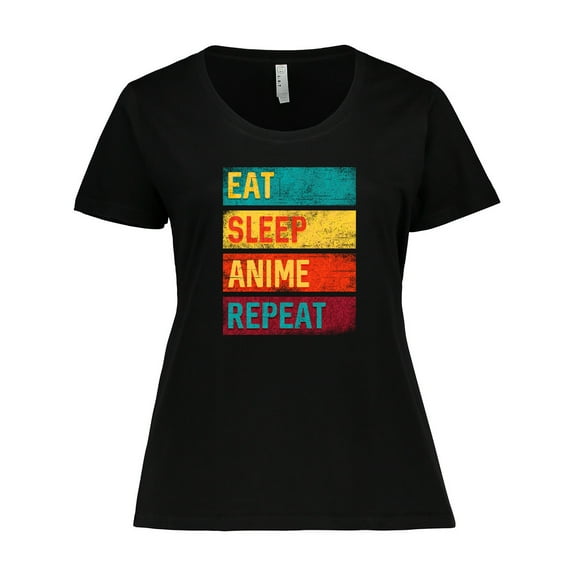 Inktastic Eat Sleep Anime Repeat Women's Plus Size T-Shirt