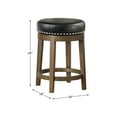 thumbnail image 5 of Bowery Hill Tabouret de Comptoir Rond Pivotant de 24 Pouces en Similicuir Noir (Ensemble de 2), 5 of 5