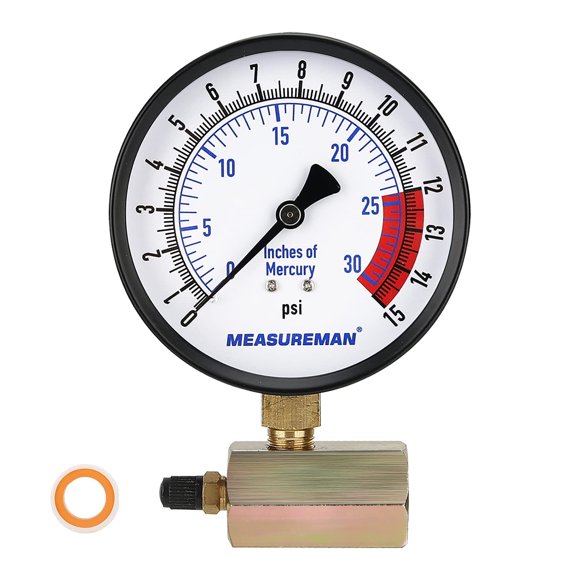 MEASUREMAN Conjunto de manómetro de prueba de presión de gas de acero de 4 pulgadas, conexión FNPT de 3/4 pulgadas, 0-15 Psi/0-30 InH2O, precisión del 1,6%