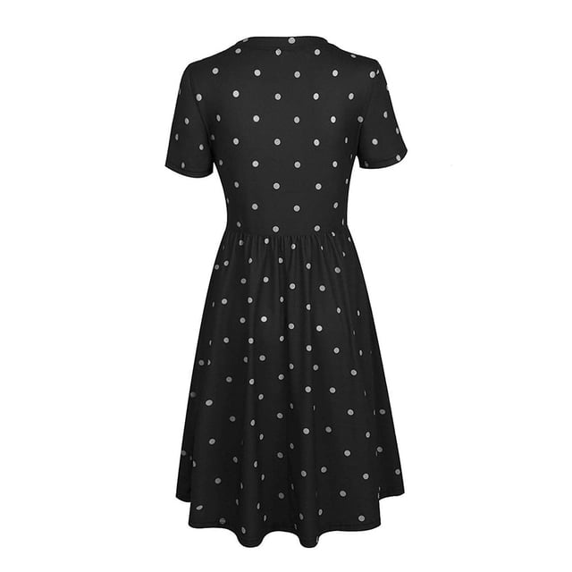 Sonducket Vestido de mujer Vestido de mamá de punto de manga corta de tela de alimentación de enfermería Prendas para la parte del cuerpo negro M