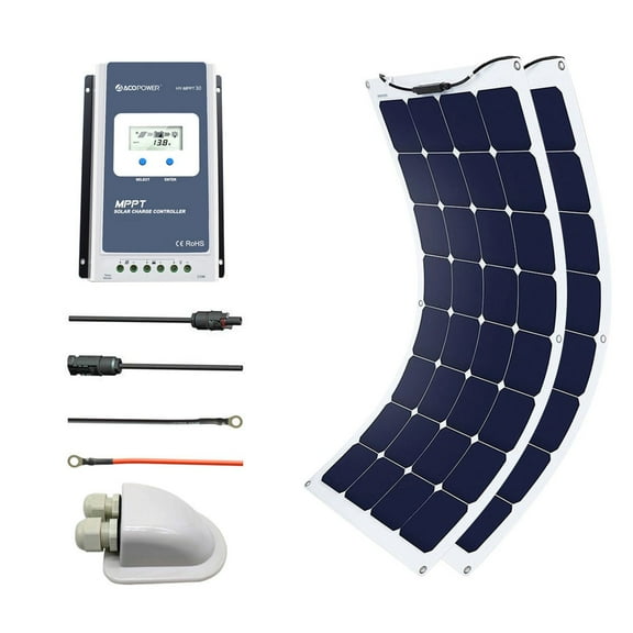 ACOPOWER 220Watts Flexible Solar RV Kit w/ 30A MPPT LCD Charge Controller