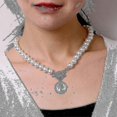 thumbnail image 1 of Elegant Pearl Choker Necklaces For Women Gold Coin Bow Knot Pendant Necklace Long Chain Jewelry Party Gifts---Product code 32593, 1 of 5