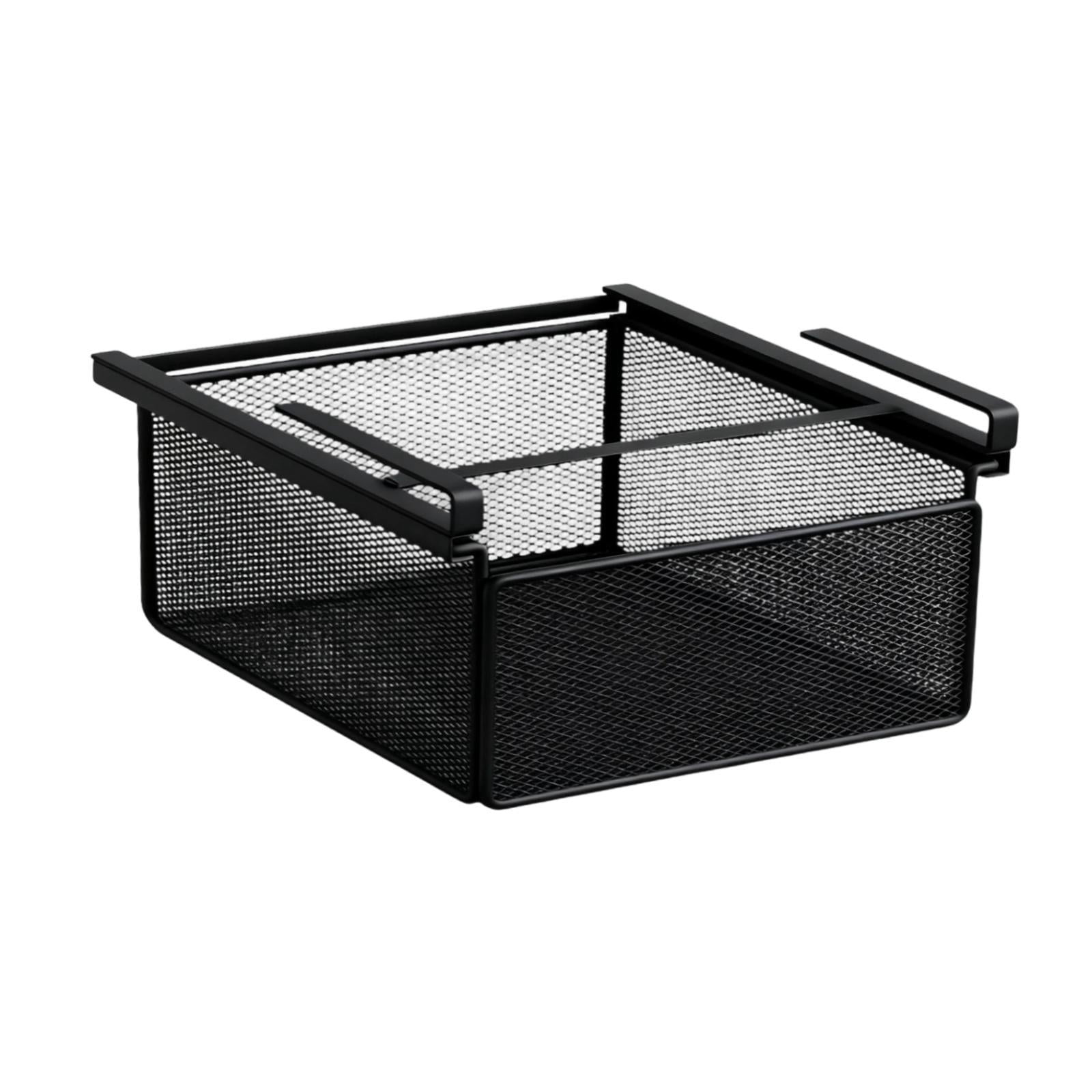 Baoblaze Removable Under-Shelf Storage Basket, Hanging Under-Desk Organizer, Drawer Tray, Black