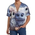 thumbnail image 3 of Honeii 's Cute Animal Couple for men's short-sleeved button-up collared shirt featuring a pocket, perfect for beach vacations, and travel adventures., 3 of 5