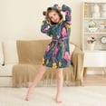 thumbnail image 3 of FORMRS Niños Bathrobe Unisex Hooded Robe Soft Plush Pajamas Sleepwear, Size 2-3T, Yellow Floral Flamingo, 3 of 7