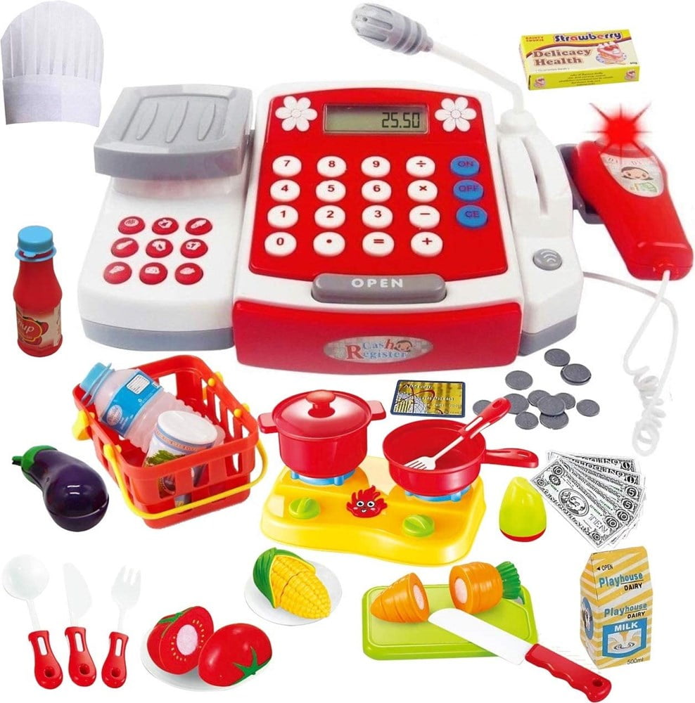 Buy Toy Cash Register with Scanner Microphone Calculator Mini