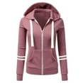 thumbnail image 4 of WEIYLL Cardigans for Women Trendy Sports Solid Color Zipper Hooded Jack Pink Fall Tops Casual ,XL, 4 of 5